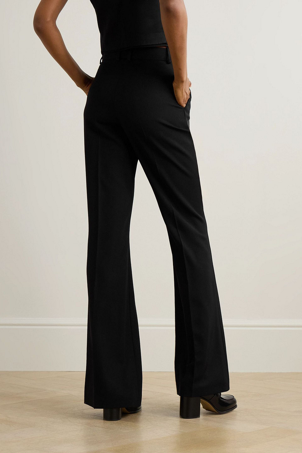 Balmain Wool Flared Pants In Black