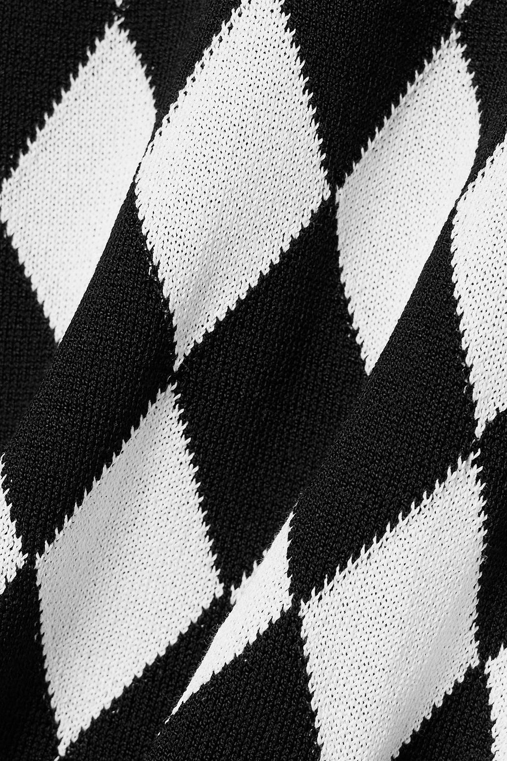 BALMAIN Embellished argyle intarsia-knit top