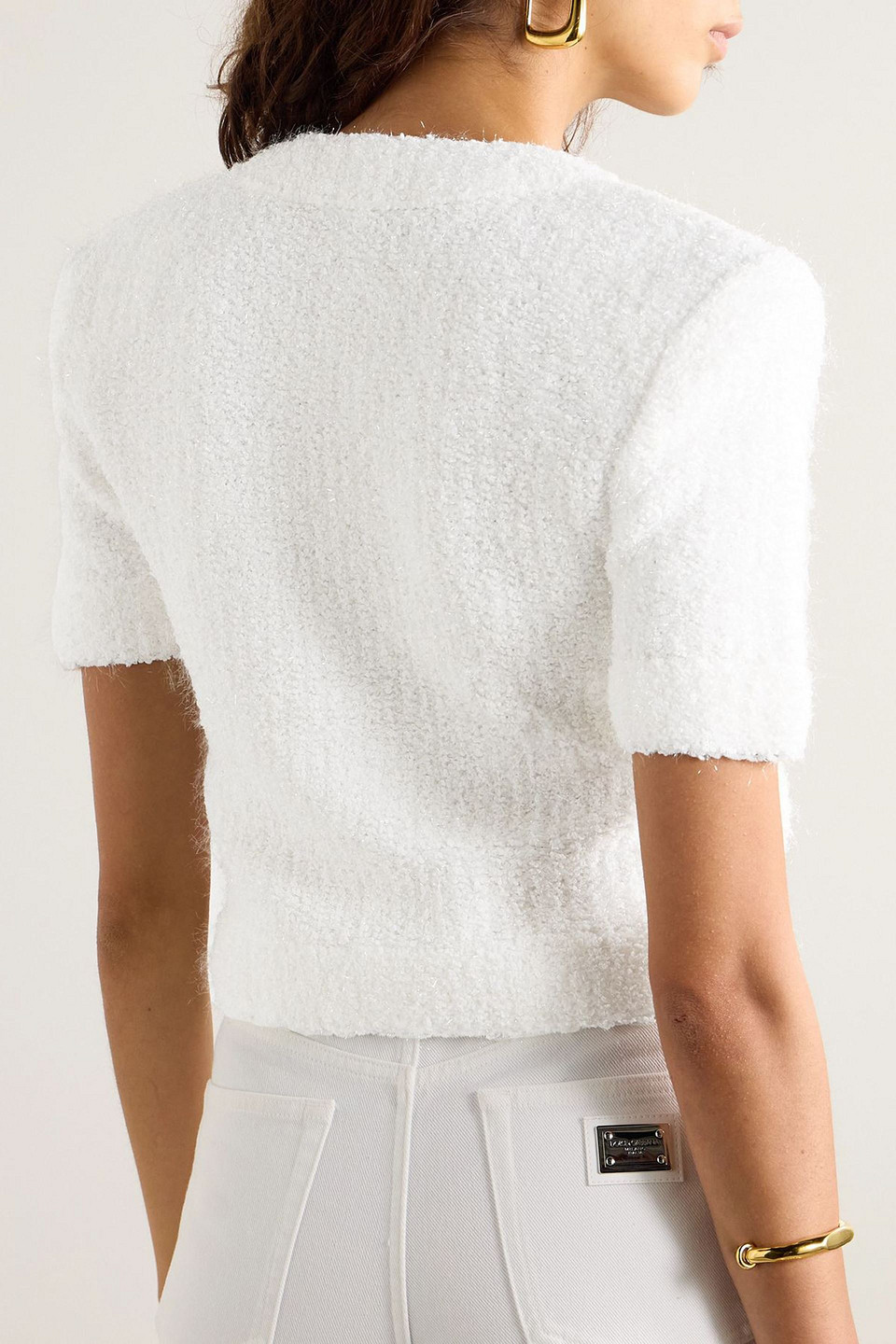 Balmain Cardigan Tweed Plumetis Sweaters And Cardigans White In White