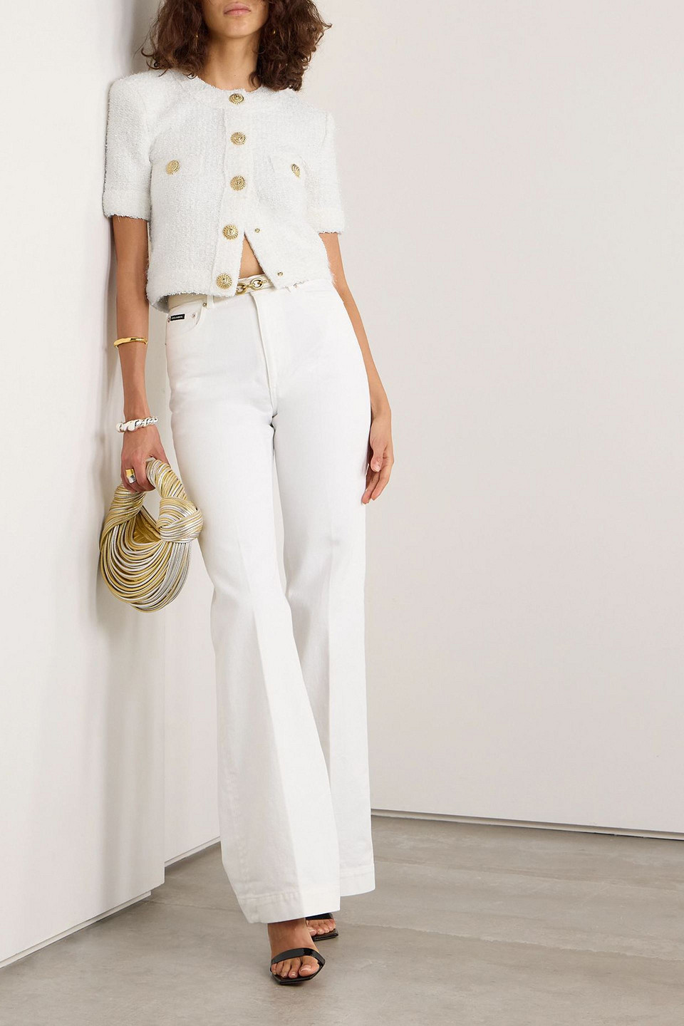 Balmain Cardigan Tweed Plumetis Sweaters And Cardigans White In White
