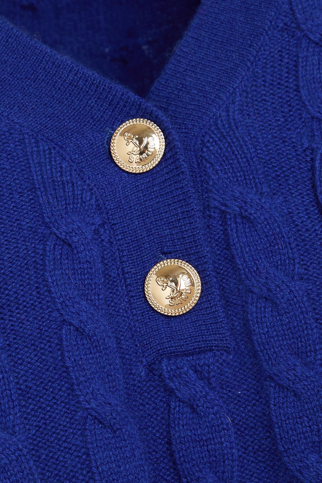 SANDRO Cropped embroidered wool and cashmere-blend polo sweater