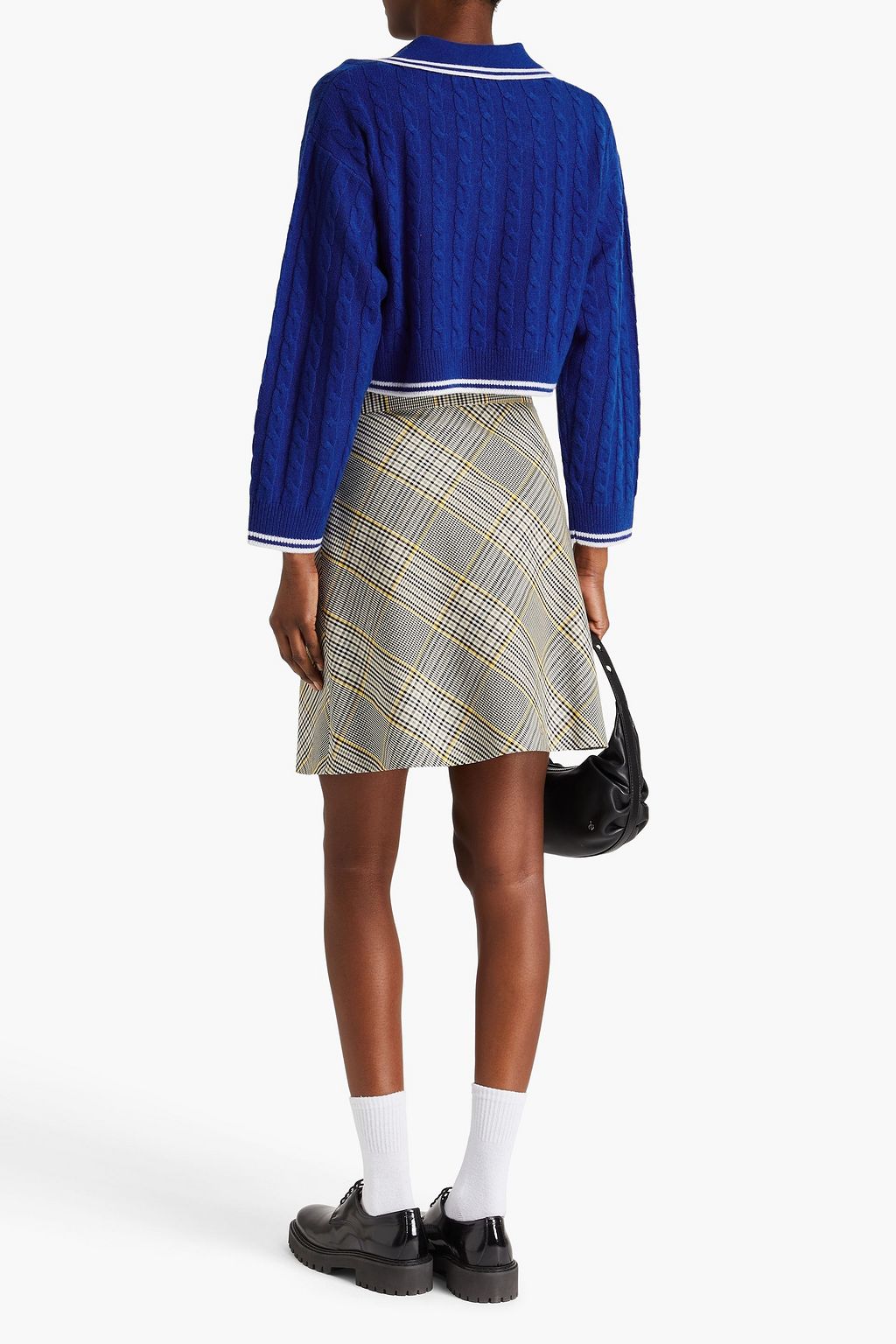 SANDRO Cropped embroidered wool and cashmere-blend polo sweater