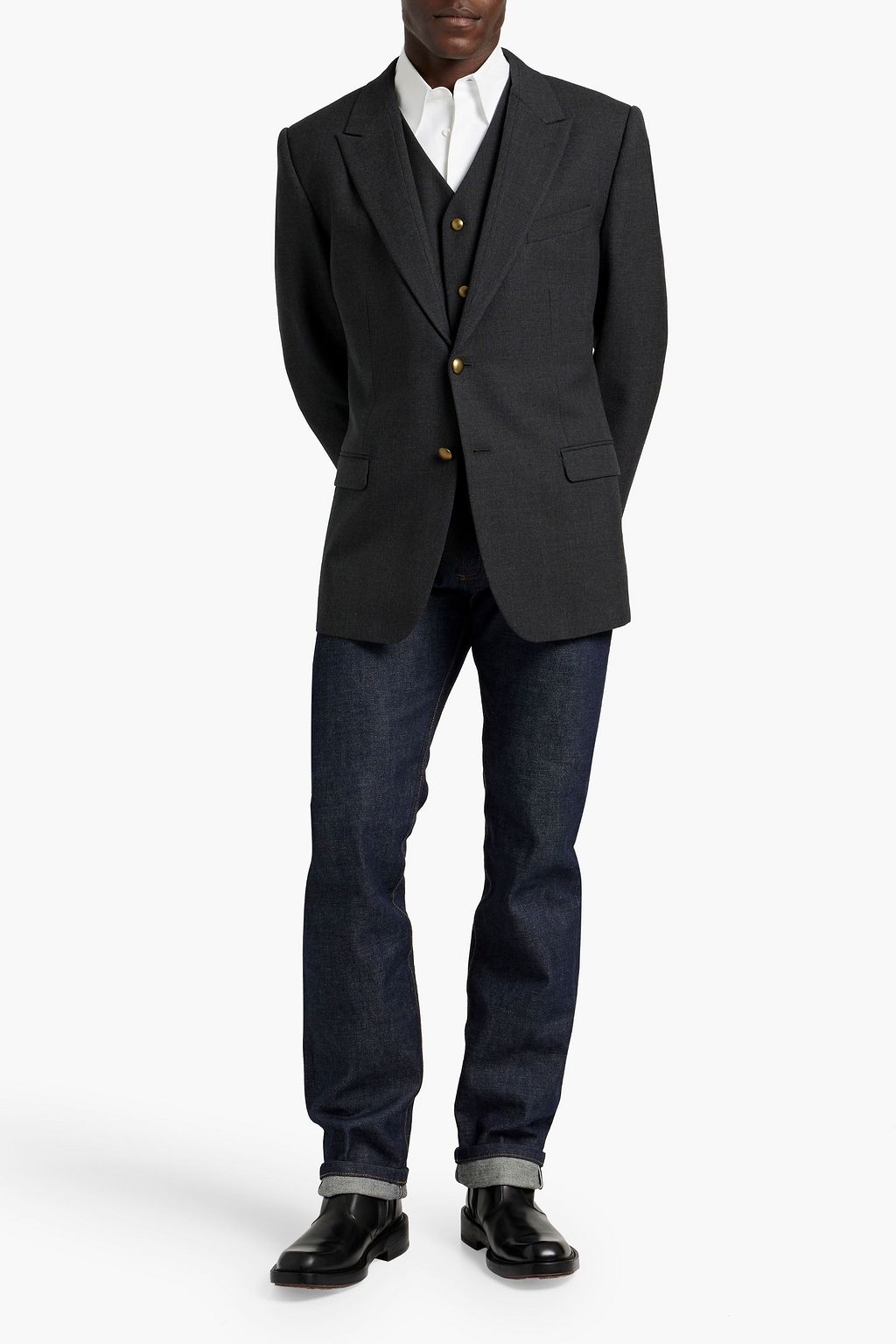 DOLCE&GABBANA Grain de poudre wool blazer and vest set
