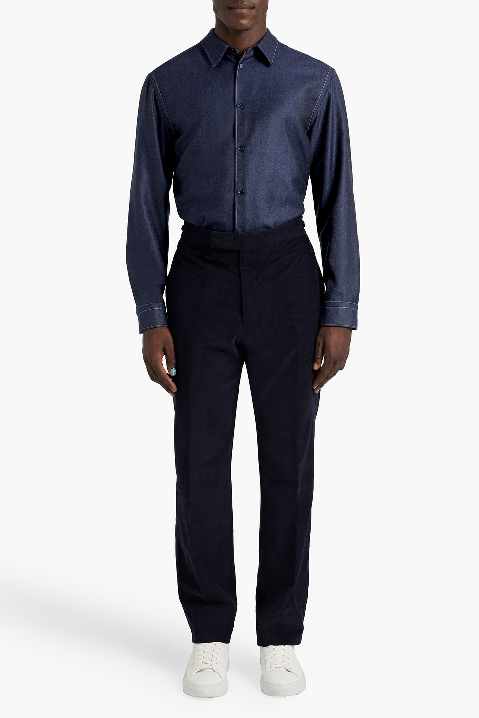 Gabriela Hearst Sebastian Cotton-corduroy Pants In Navy