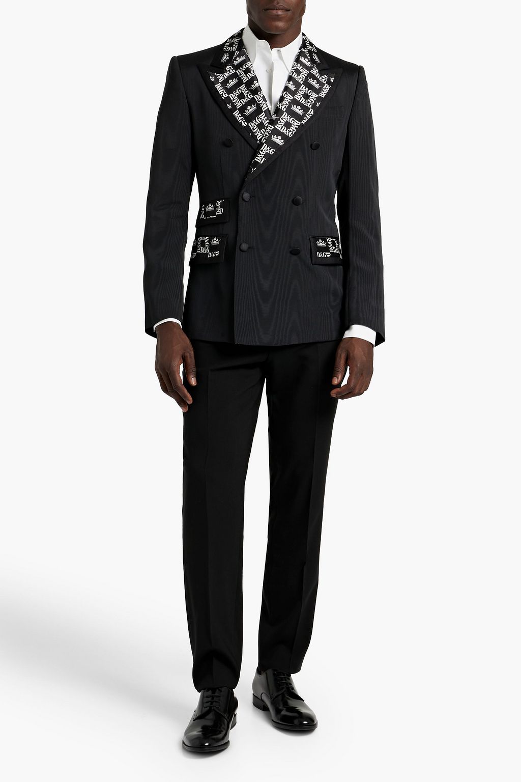 DOLCE&GABBANA Double-breasted printed moire blazer