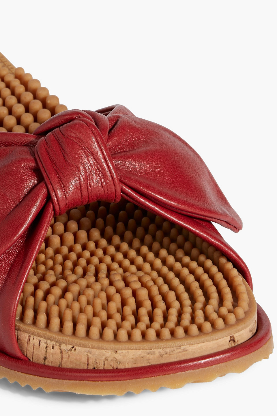 Gabriela Hearst Virgil Bow-detailed Leather Slides In Brick