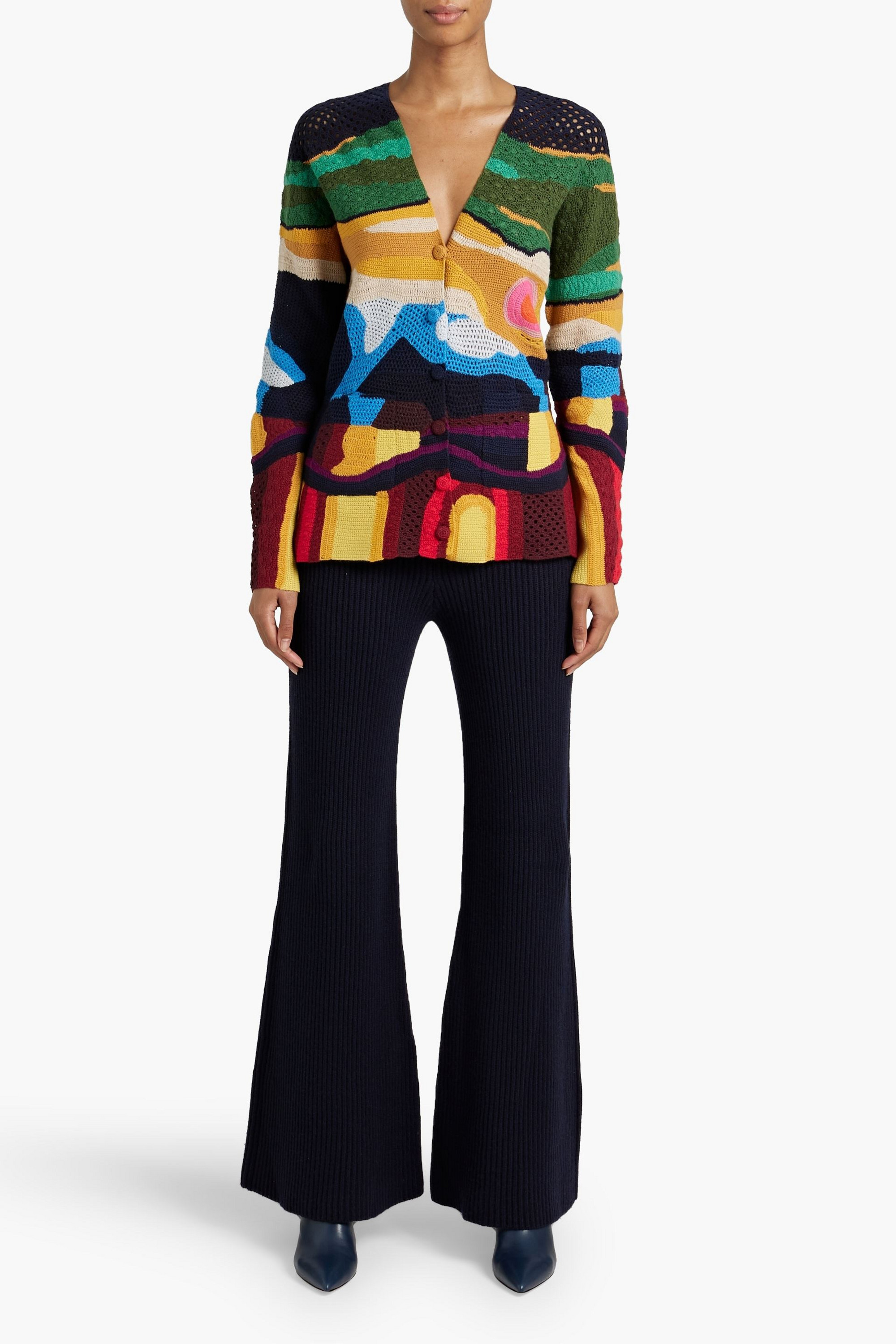 Gabriela Hearst Nada ribbed cashmere and silk-blend flared pants