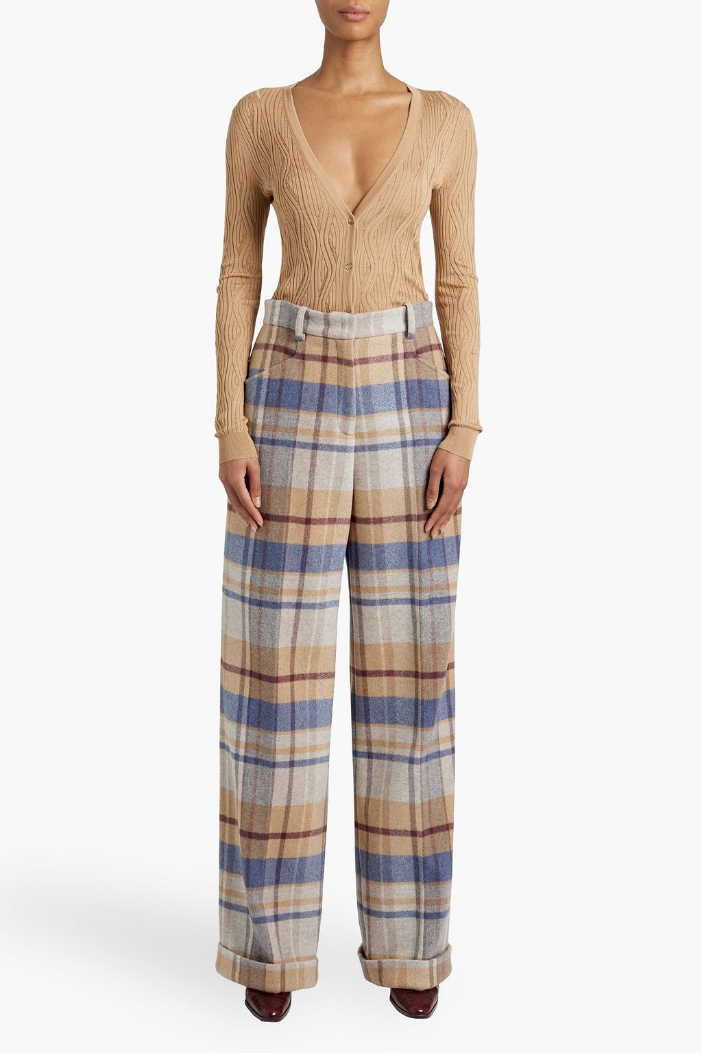 GABRIELA HEARST Noah checked cashmere-tweed wide-leg pants
