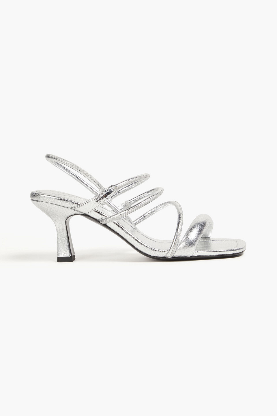 Sandro Metallic Cracked-leather Slingback Sandals In White