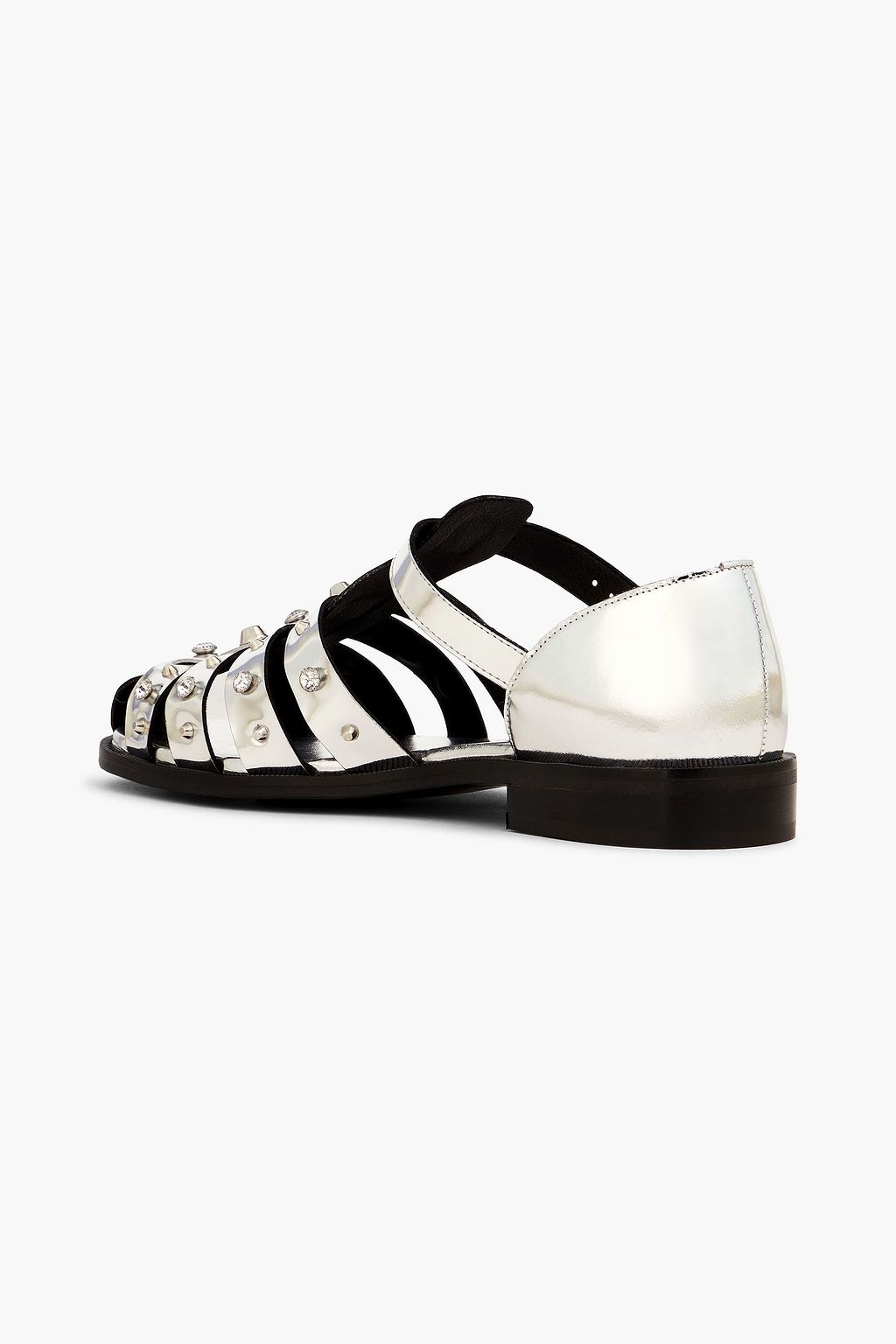 SANDRO Embellished mirrored-leather sandals