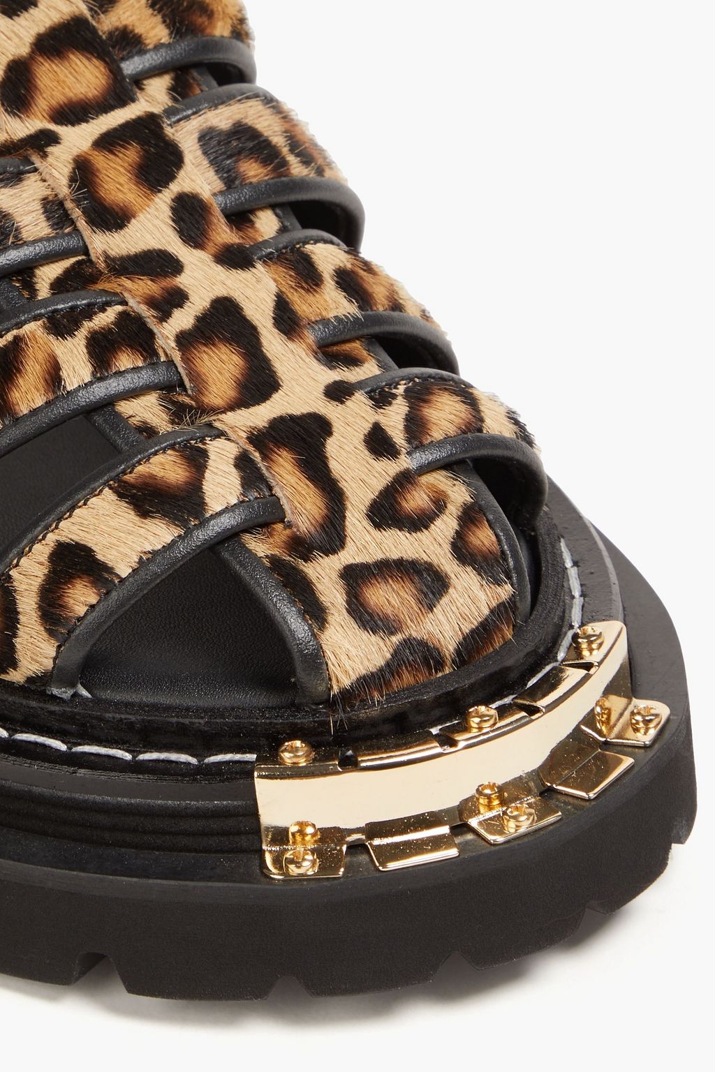SANDRO Leopard-print calf hair sandals