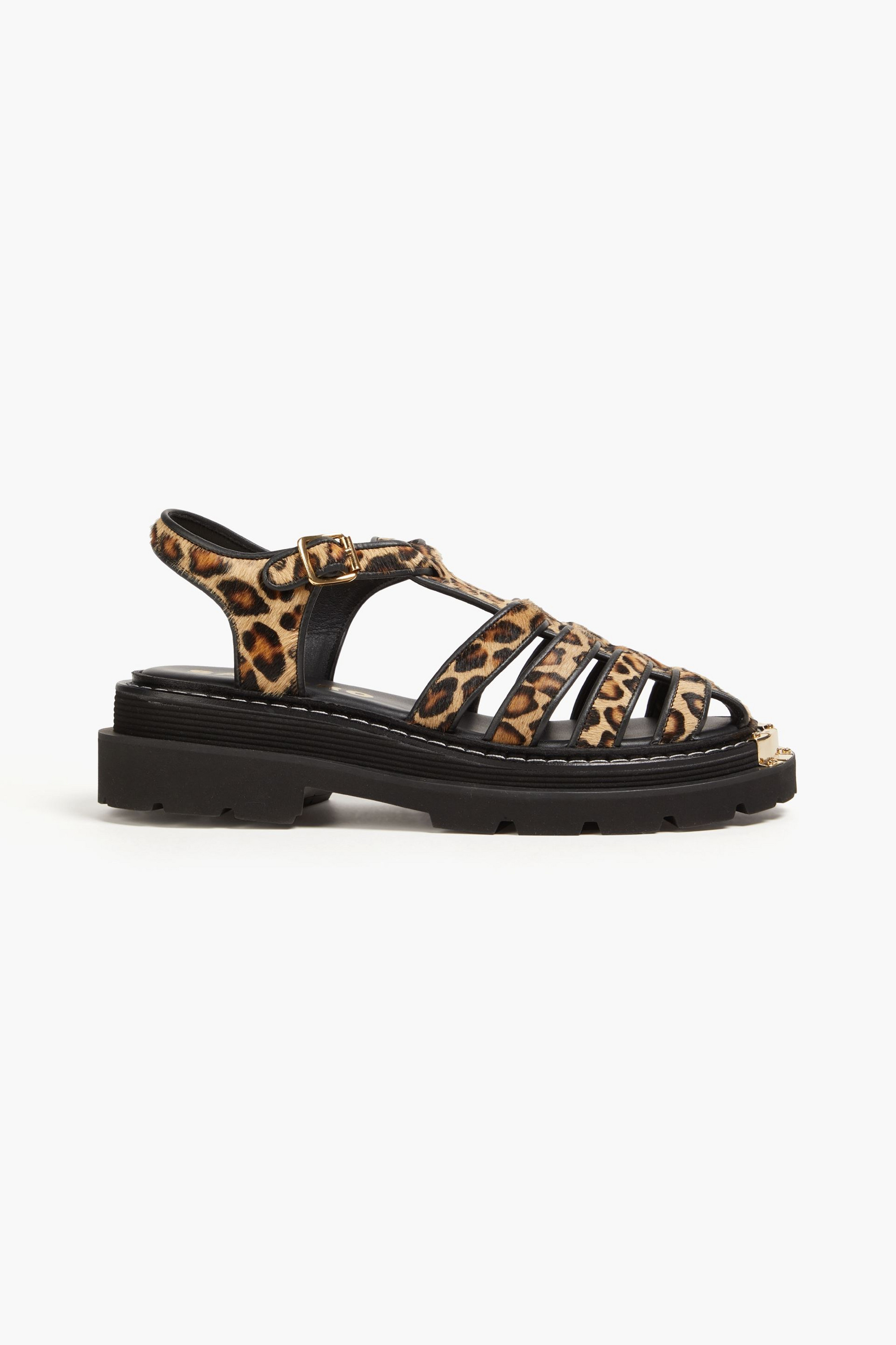 SANDRO Leopard-print calf hair sandals