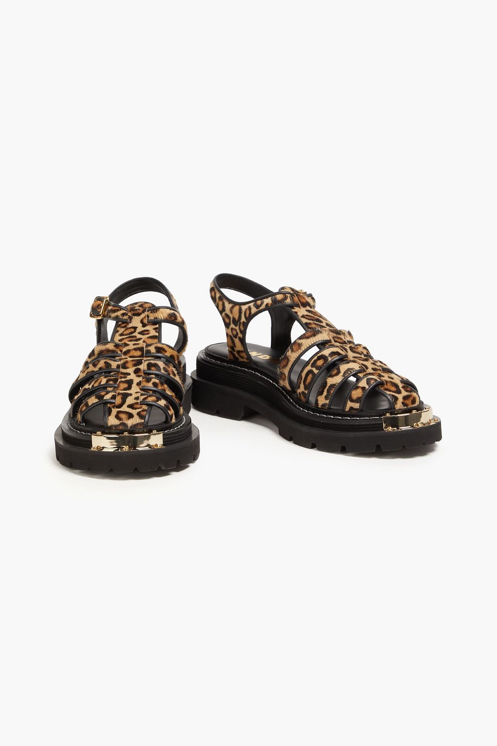 SANDRO Leopard-print calf hair sandals