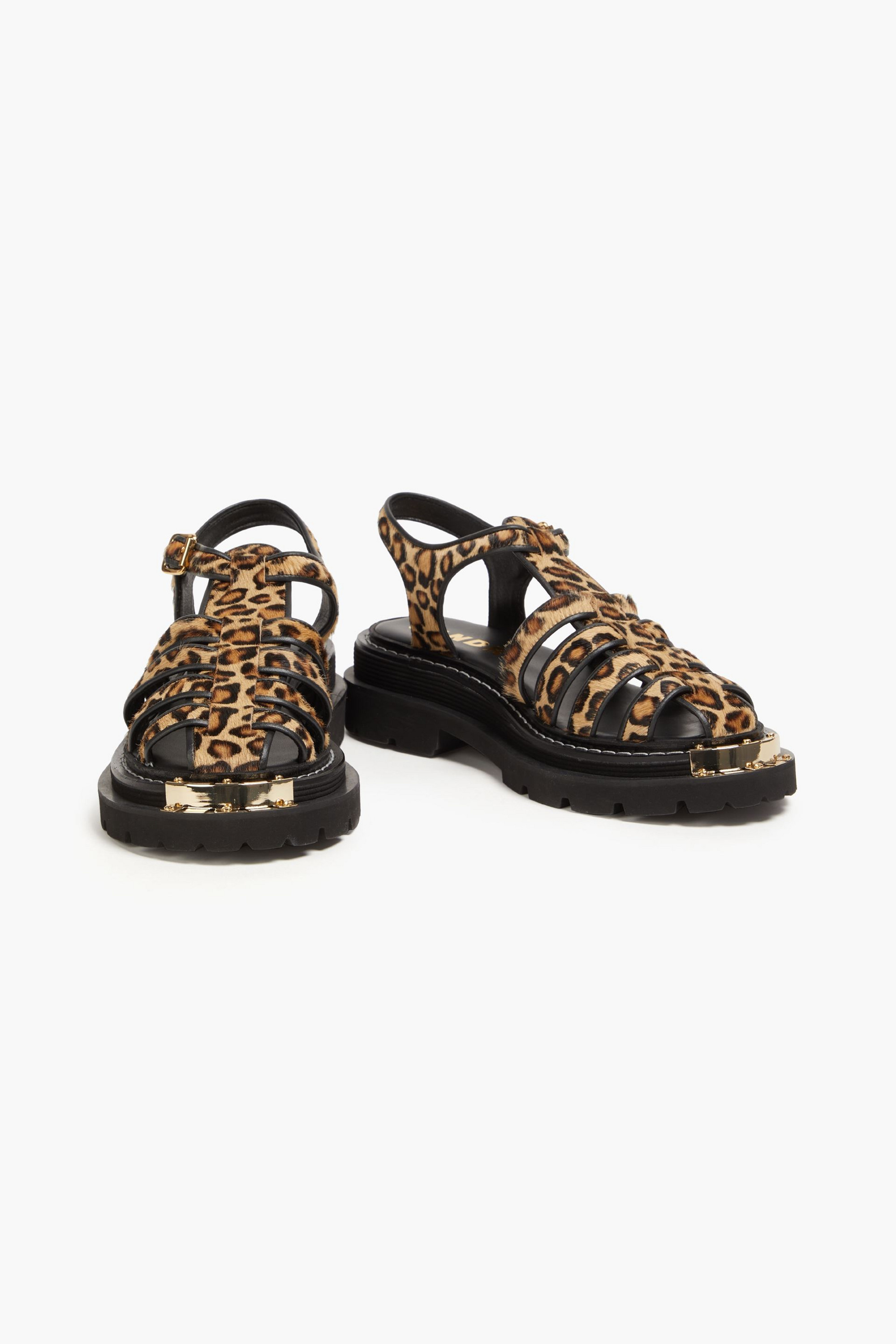 SANDRO Leopard-print calf hair sandals thumbnail