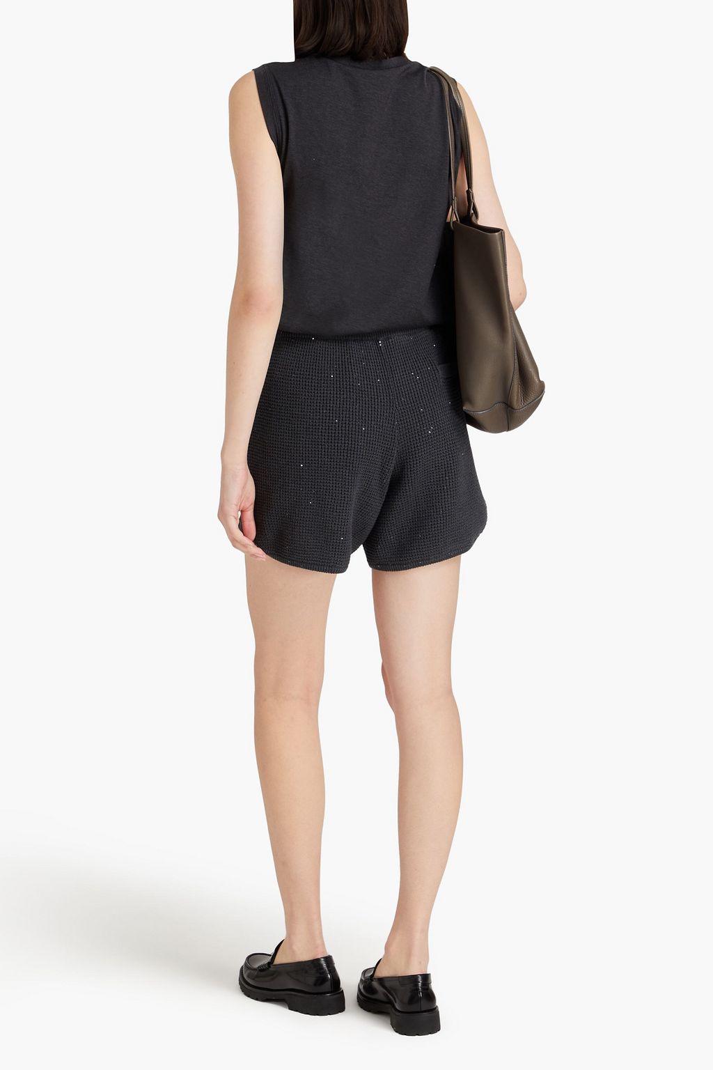 BRUNELLO CUCINELLI ワッフルニット コットン混 ショートパンツ スパンコール付き