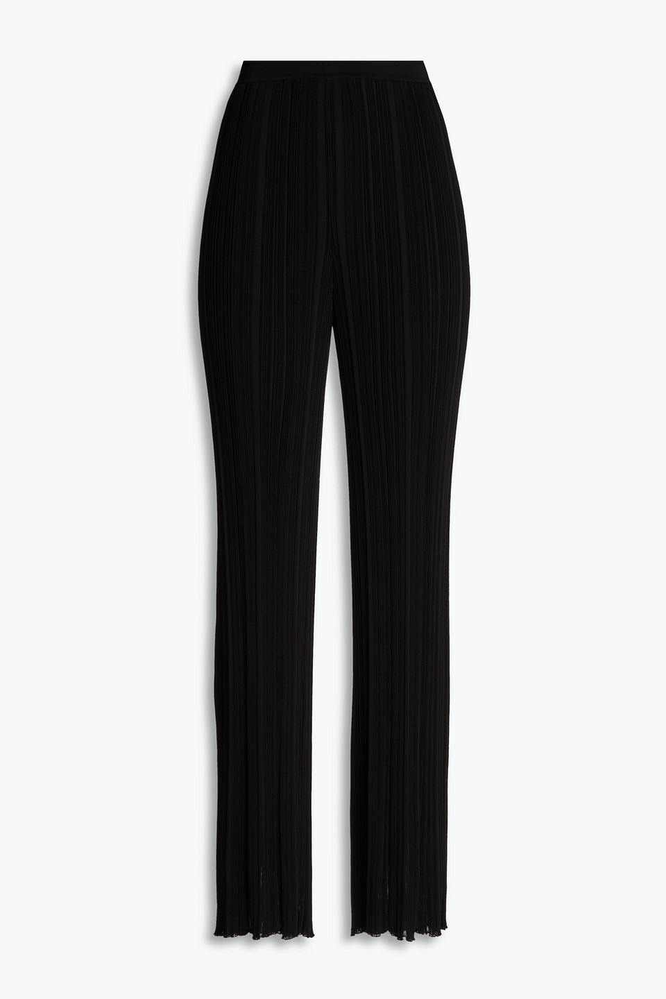 Gentryportofino Ribbed-knit Straight-leg Trousers In Black