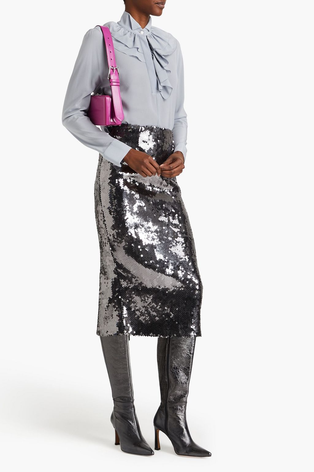 VICTORIA BECKHAM Ruffled silk crepe de chine shirt