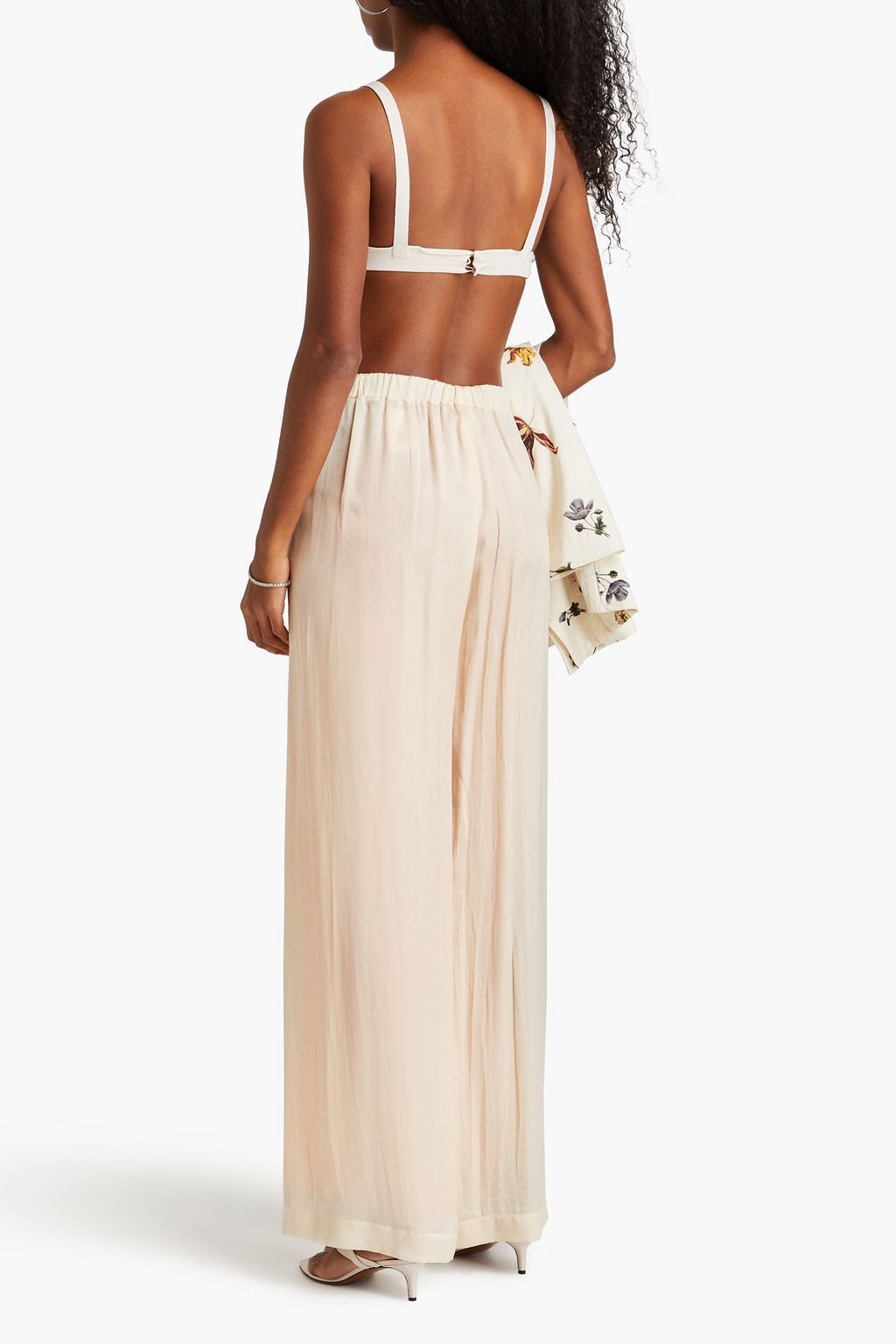 GENTRYPORTOFINO Pleated cupro satin-twill wide-leg pants