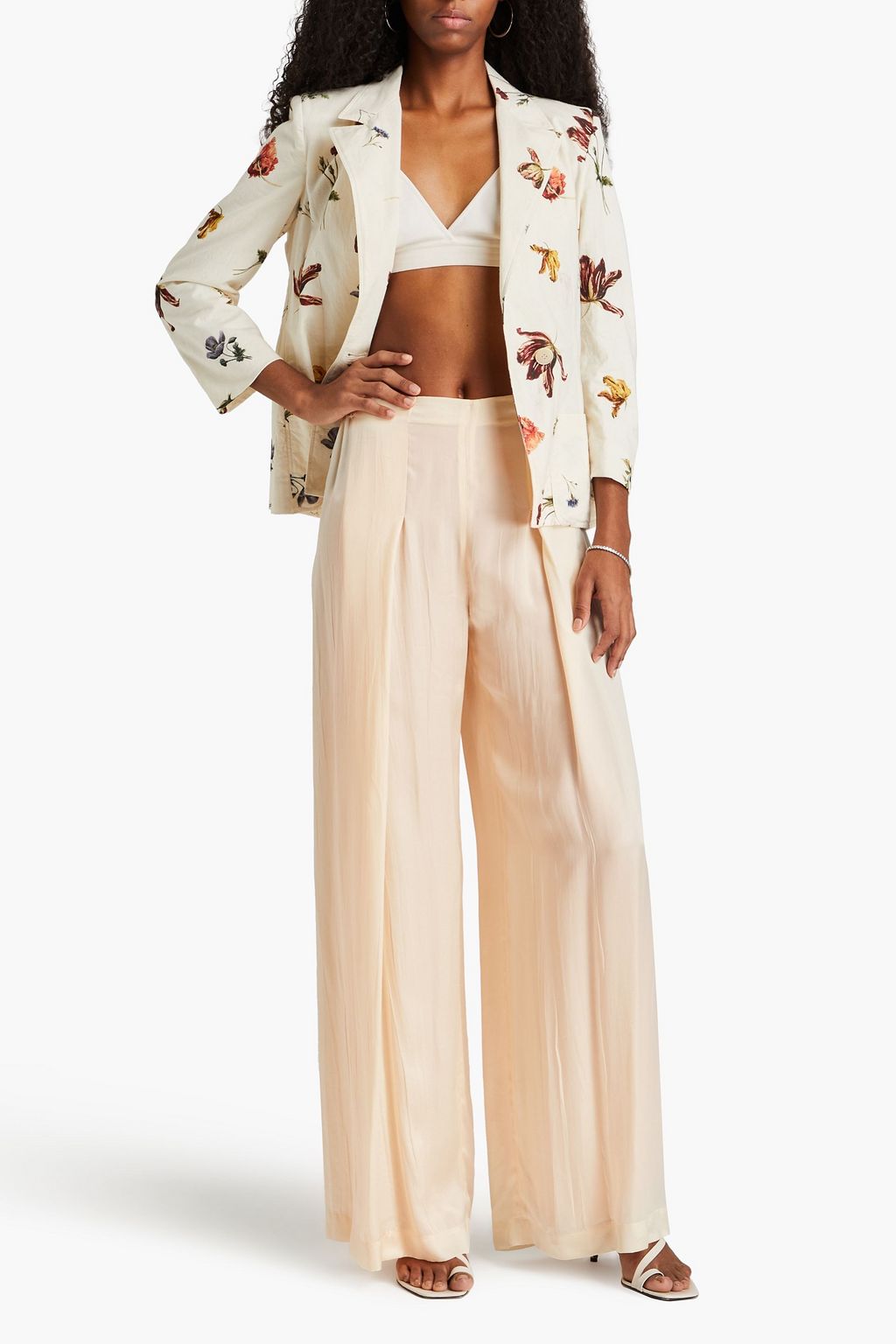 GENTRYPORTOFINO Pleated cupro satin-twill wide-leg pants