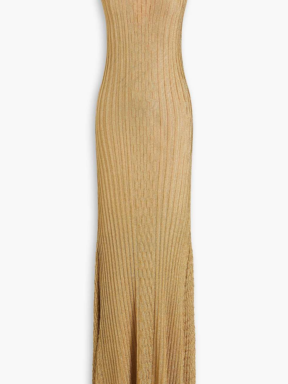 metallic ribbed-knit maxi dress
