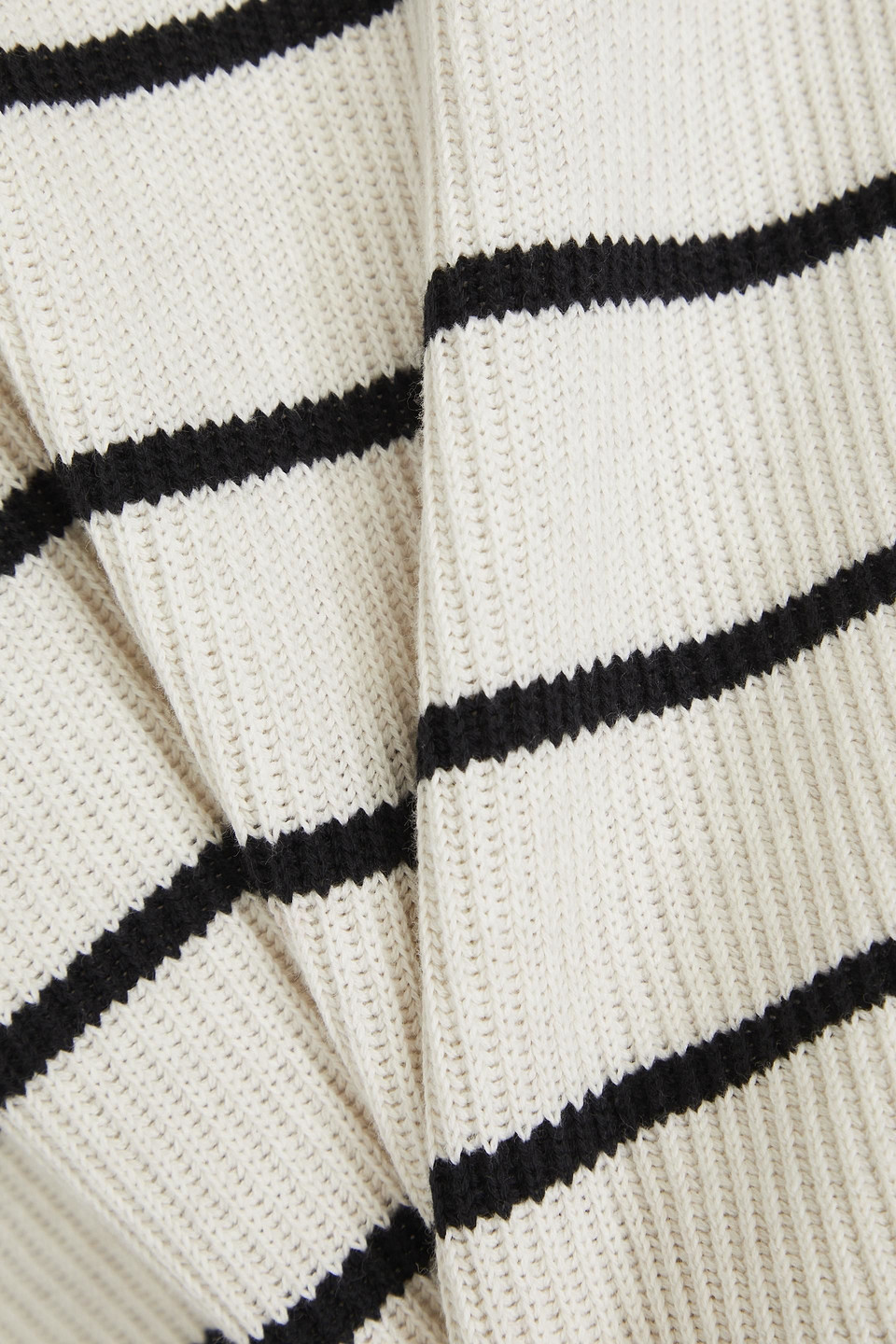 Brunello Cucinelli Striped Cape-sleeve Ribbed-cotton Top In Ecru