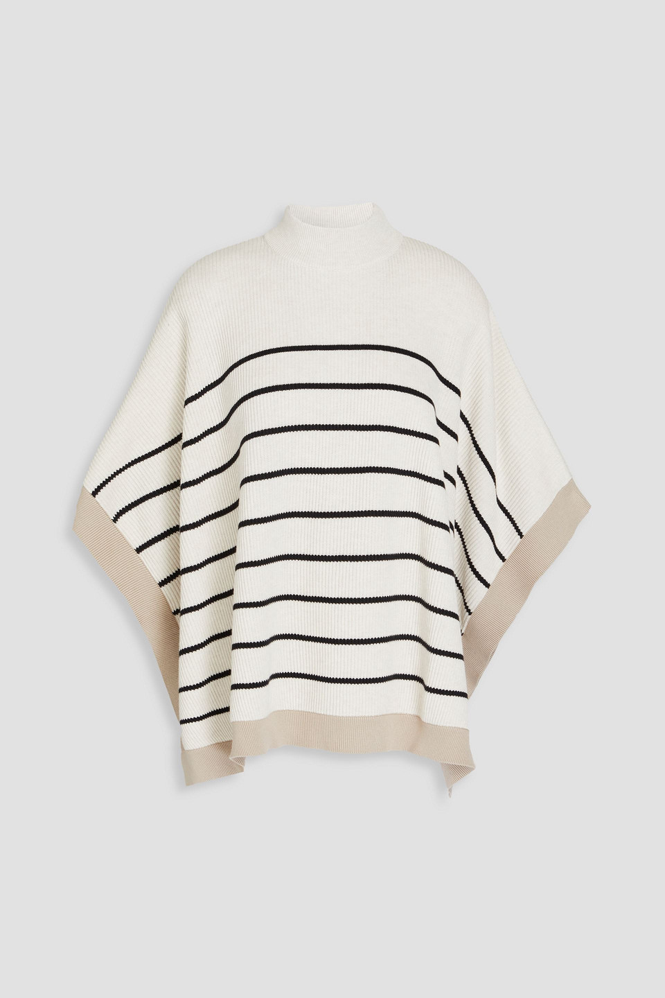 Brunello Cucinelli Striped Cape-sleeve Ribbed-cotton Top In White