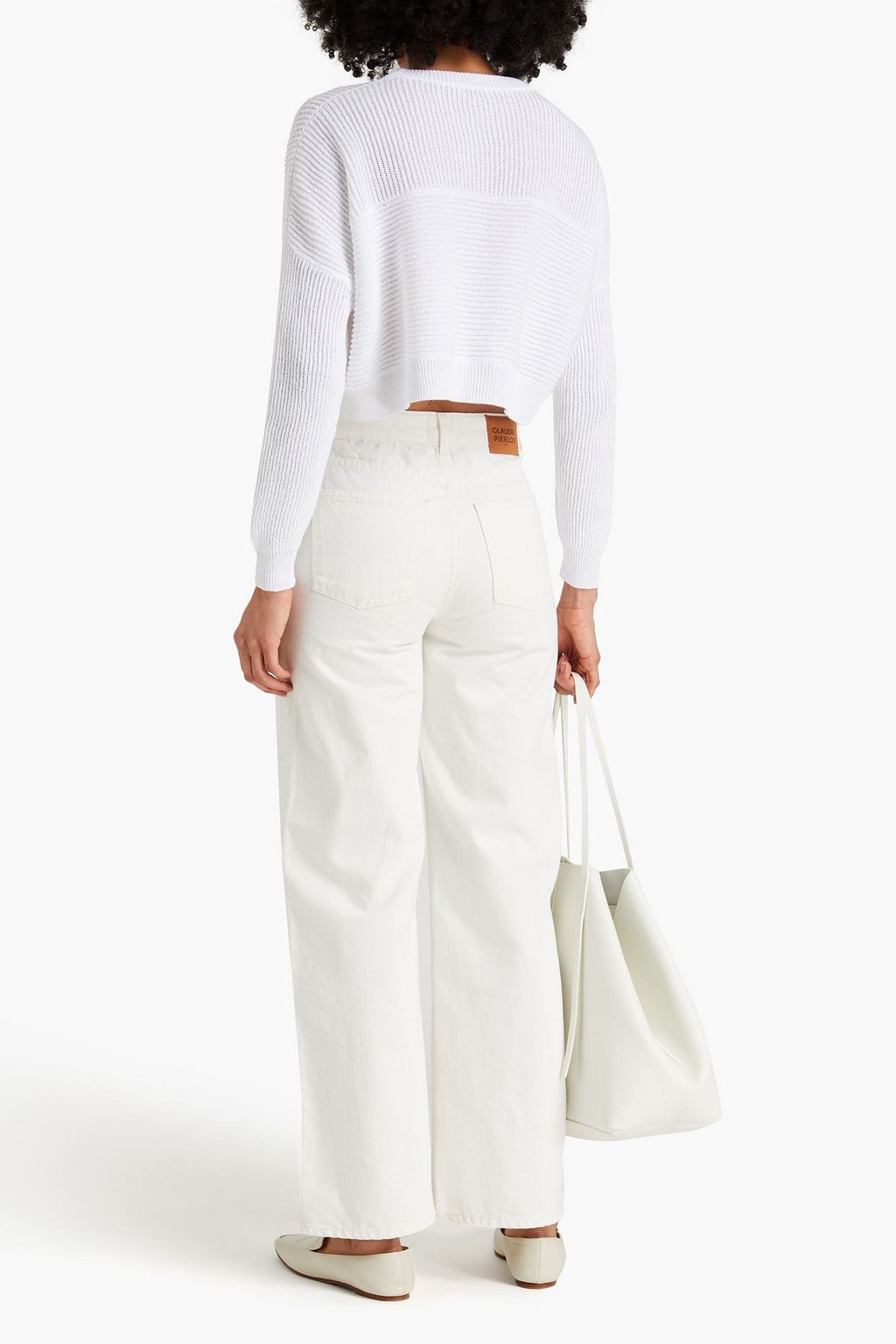 BRUNELLO CUCINELLI リブ編みコットン クロップドセーター ビーズ付き