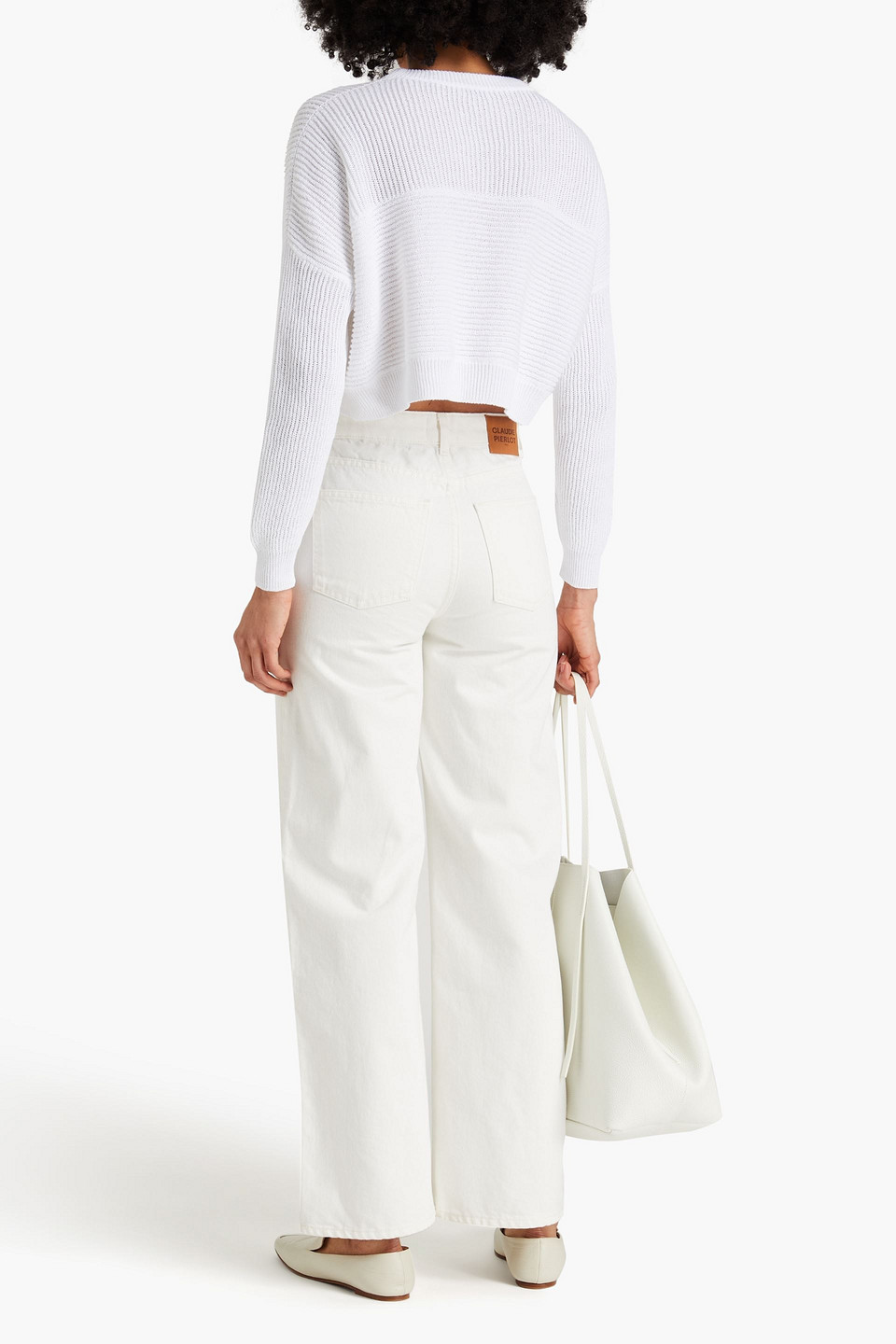 Brunello Cucinelli Cropped Bead-embellished Cotton Sweater In White