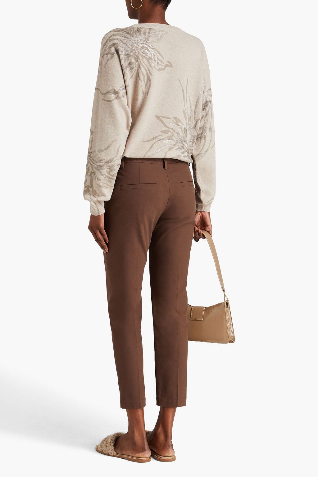 BRUNELLO CUCINELLI Karottenhose aus Gabardine aus Stretch-Baumwolle mit Zierperlen