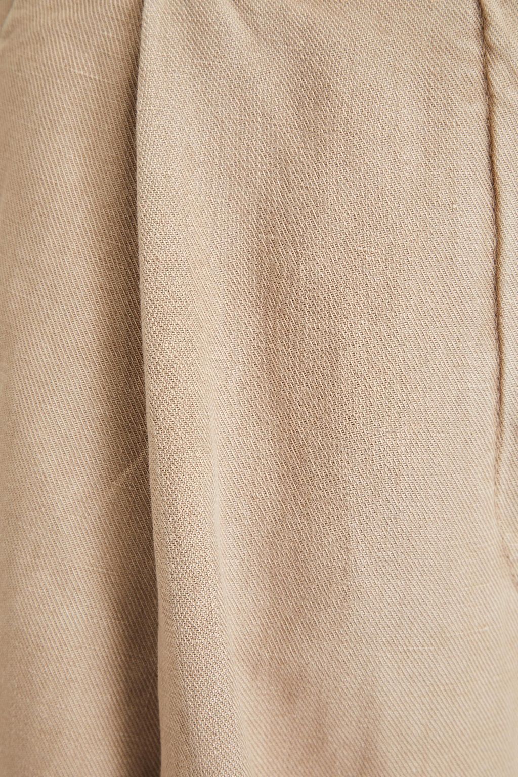 BRUNELLO CUCINELLI Bead-embellished cotton and linen-blend twill wide-leg pants