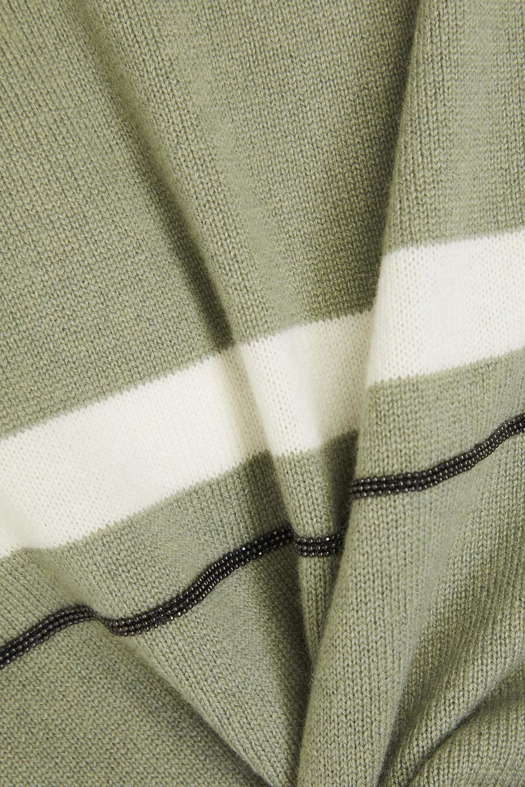 BRUNELLO CUCINELLI Bead-embellished striped cashmere sweater