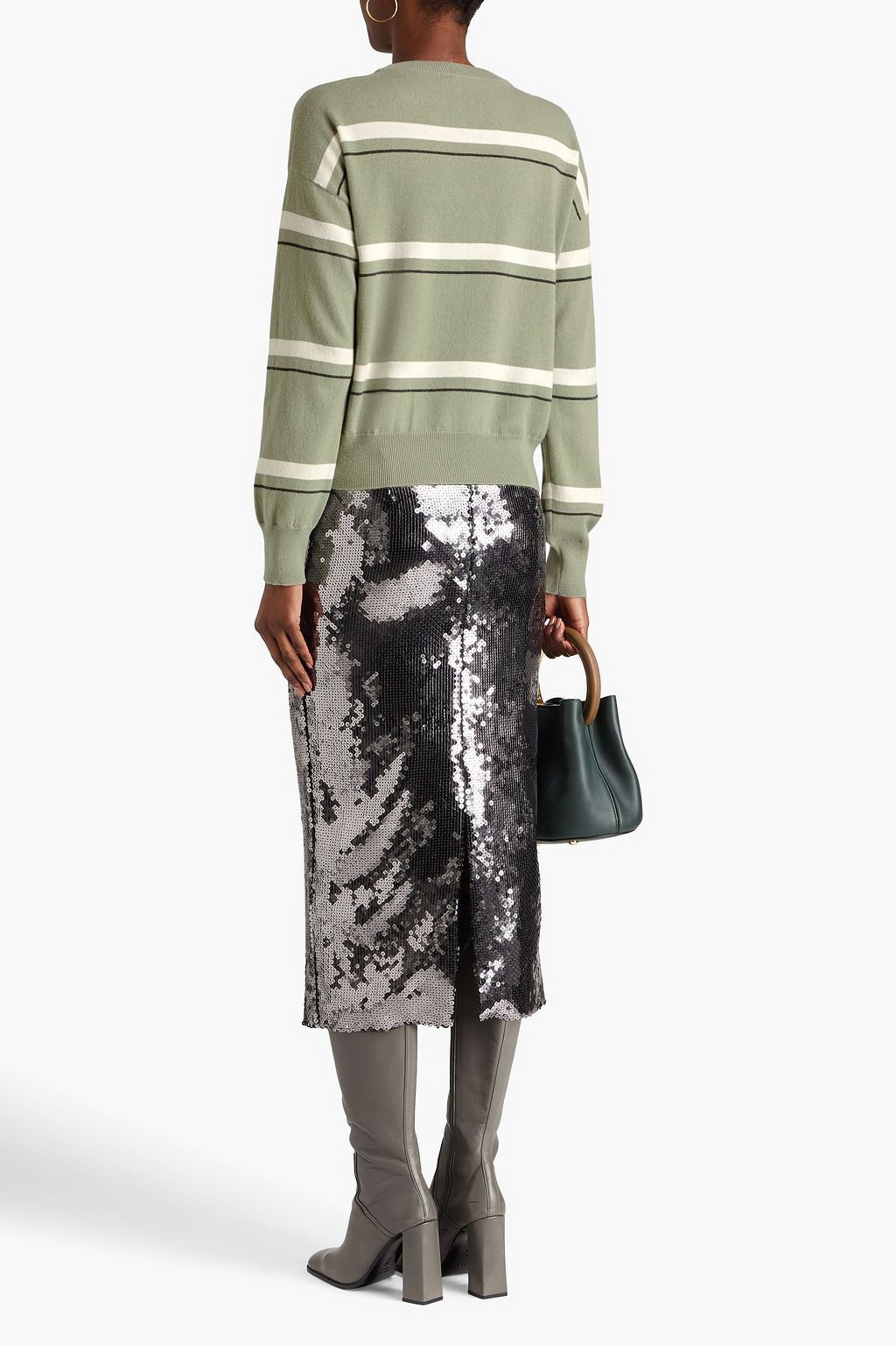 BRUNELLO CUCINELLI Bead-embellished striped cashmere sweater
