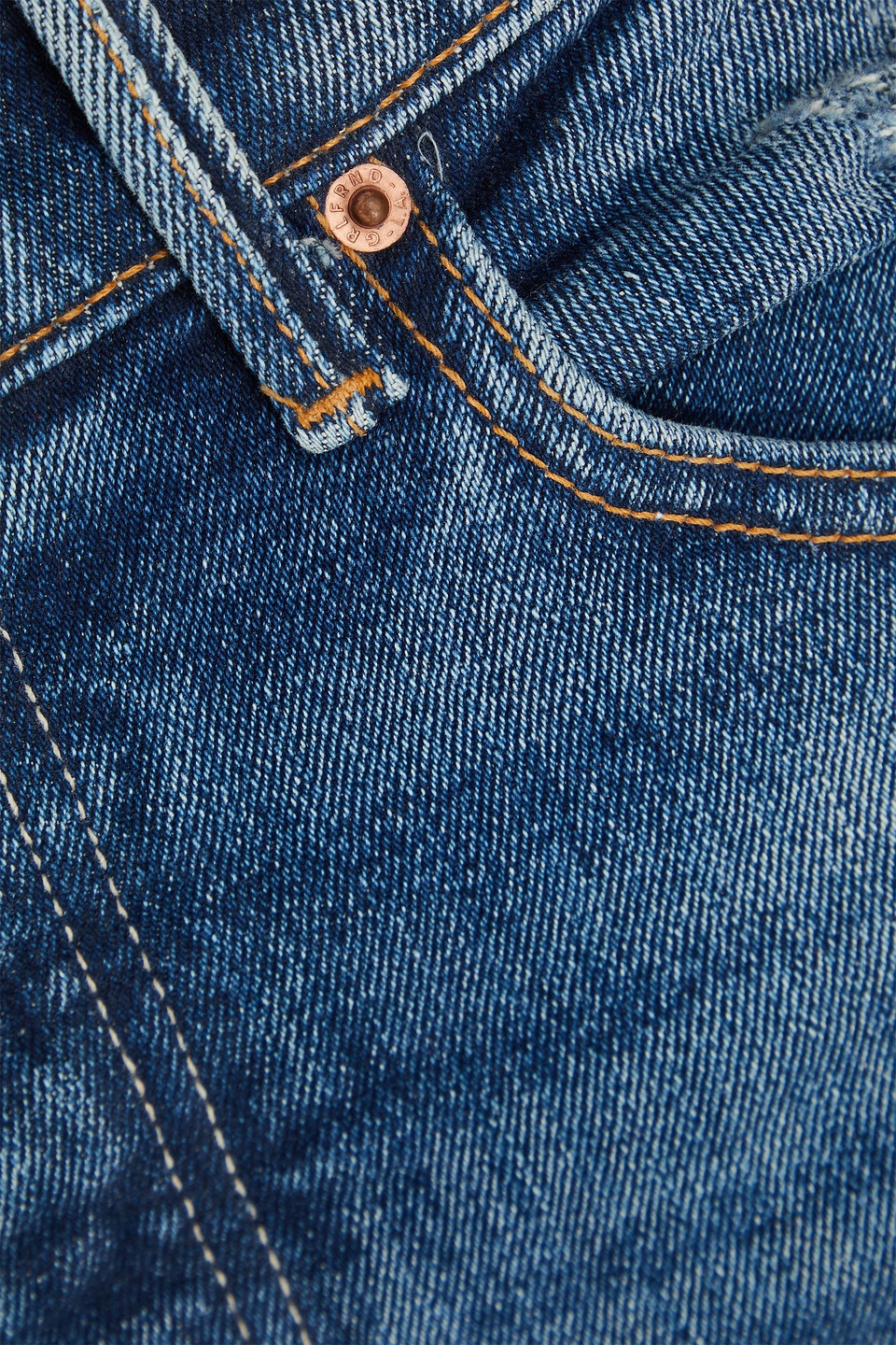 Grlfrnd Distressed High-rise Skinny Jeans In Mid Denim