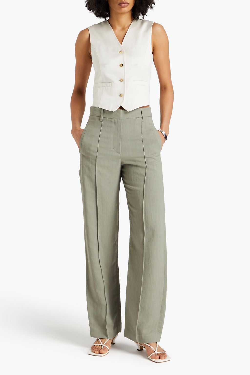 BRUNELLO CUCINELLI Hose mit geradem Bein aus Twill mit Zierperlen