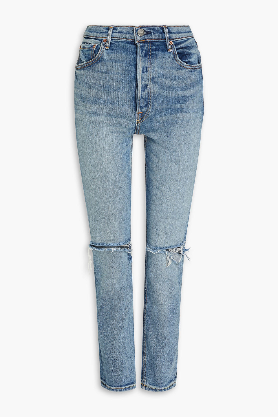 Karolina distressed high-rise slim-leg jeans