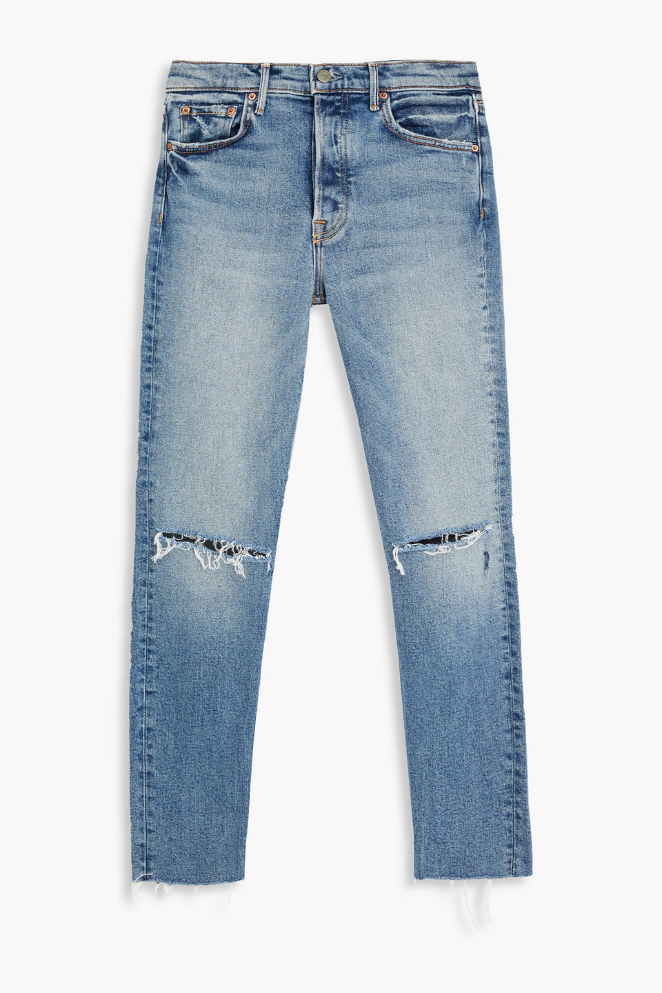 Grlfrnd Karolina Cropped Straight-leg Jeans In Mid Denim