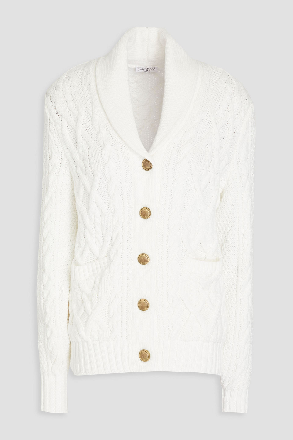 Brunello Cucinelli Cable-knit Cotton-blend Cardigan In Ivory