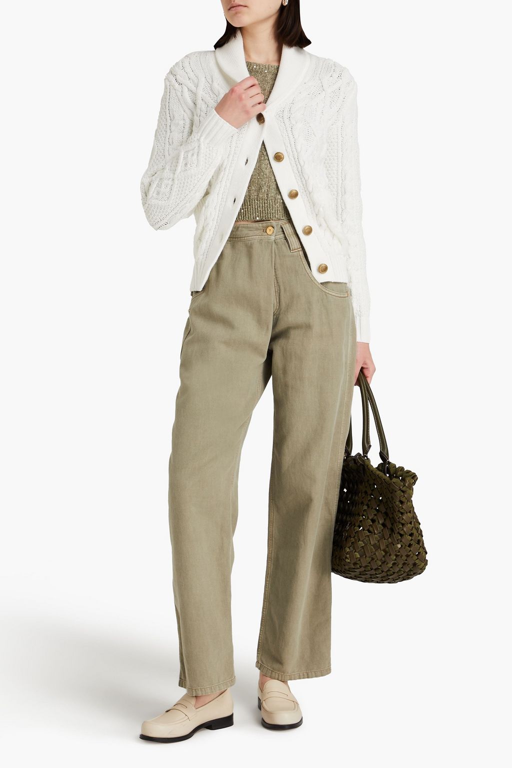 BRUNELLO CUCINELLI Cable-knit cotton-blend cardigan