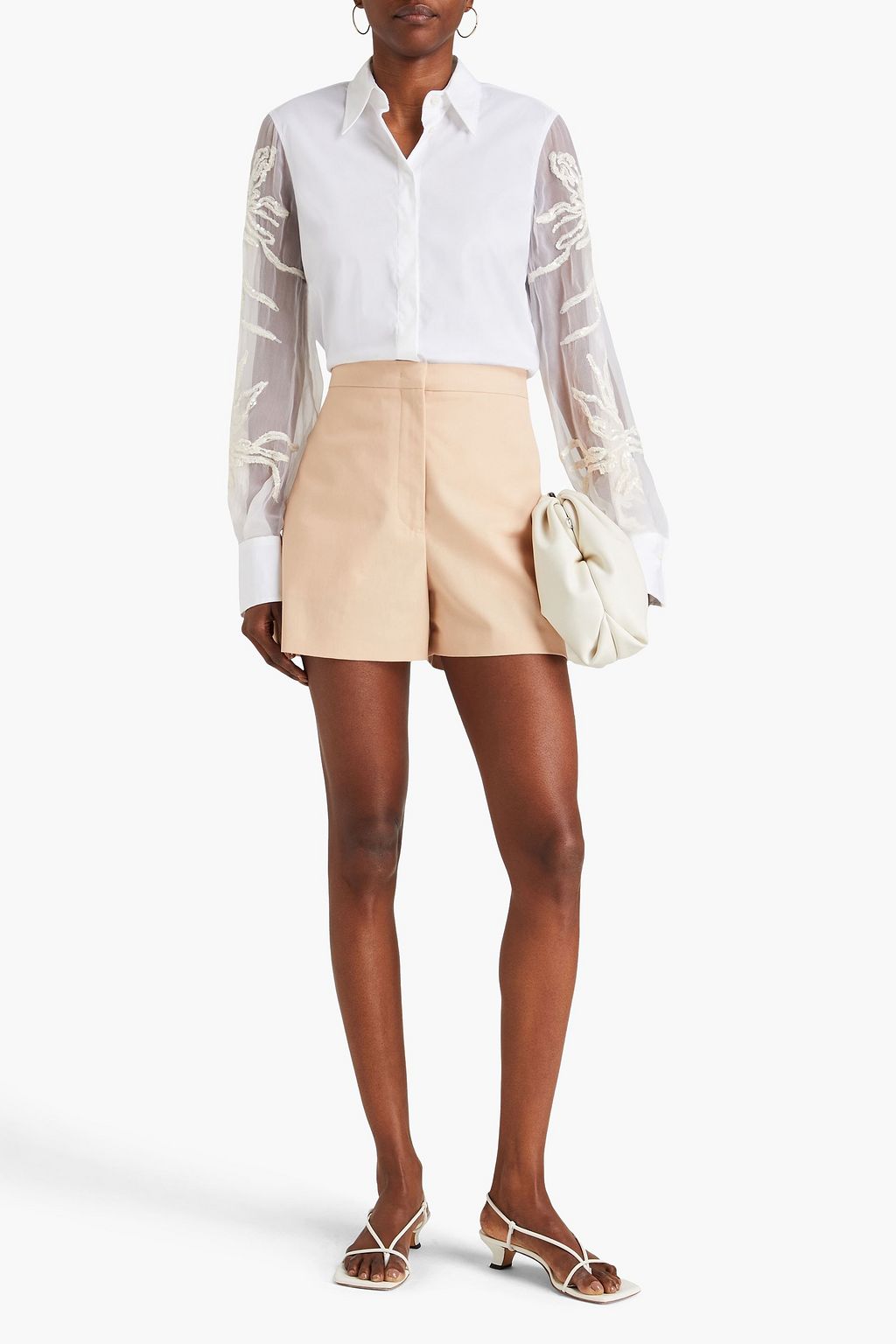 BRUNELLO CUCINELLI Sequin-embellished cotton-poplin and organza shirt