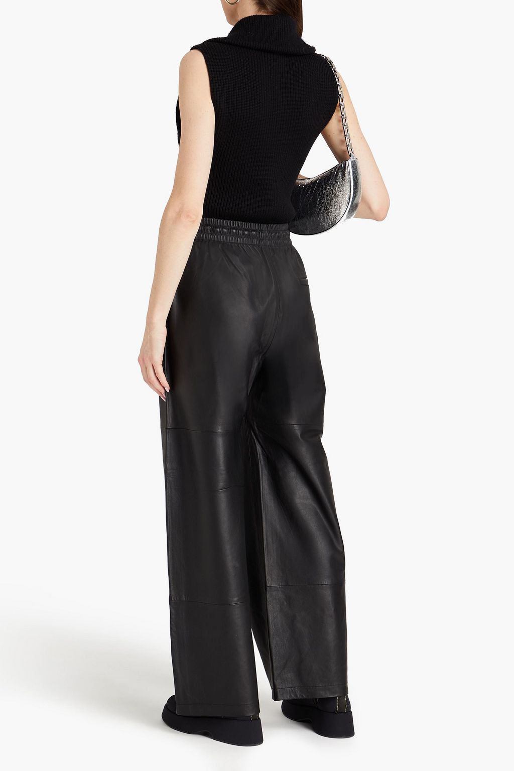 GRLFRND Billie Hose mit weitem Bein aus Leder