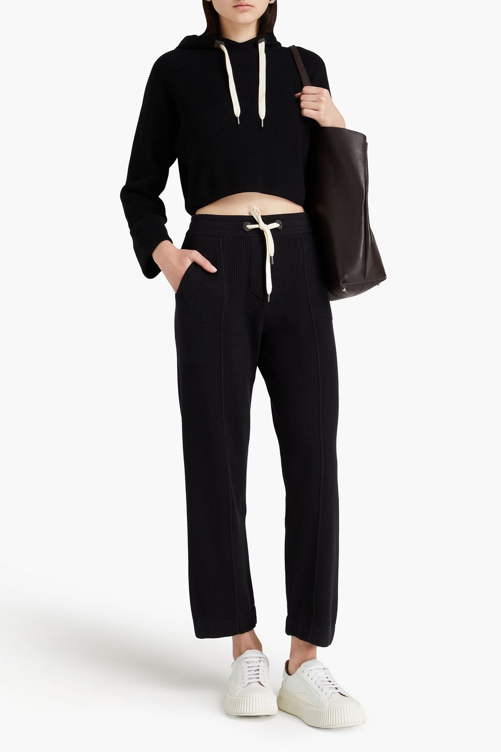 BRUNELLO CUCINELLI بنطال رياضي من القطن بتصميم مضلّع
