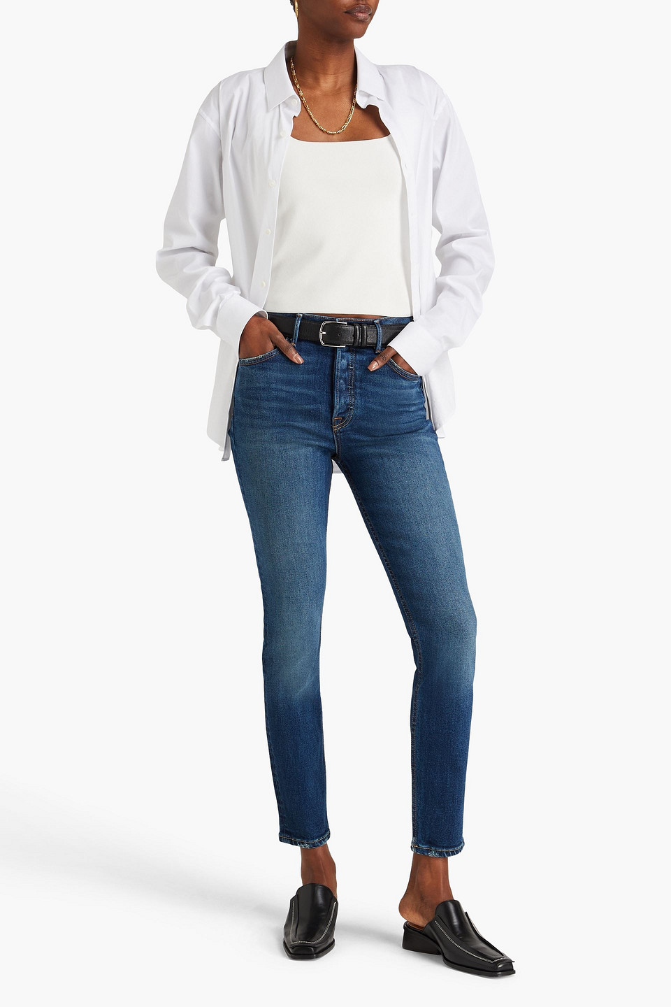 Shop Grlfrnd Karolina High-rise Slim-leg Jeans In Mid Denim