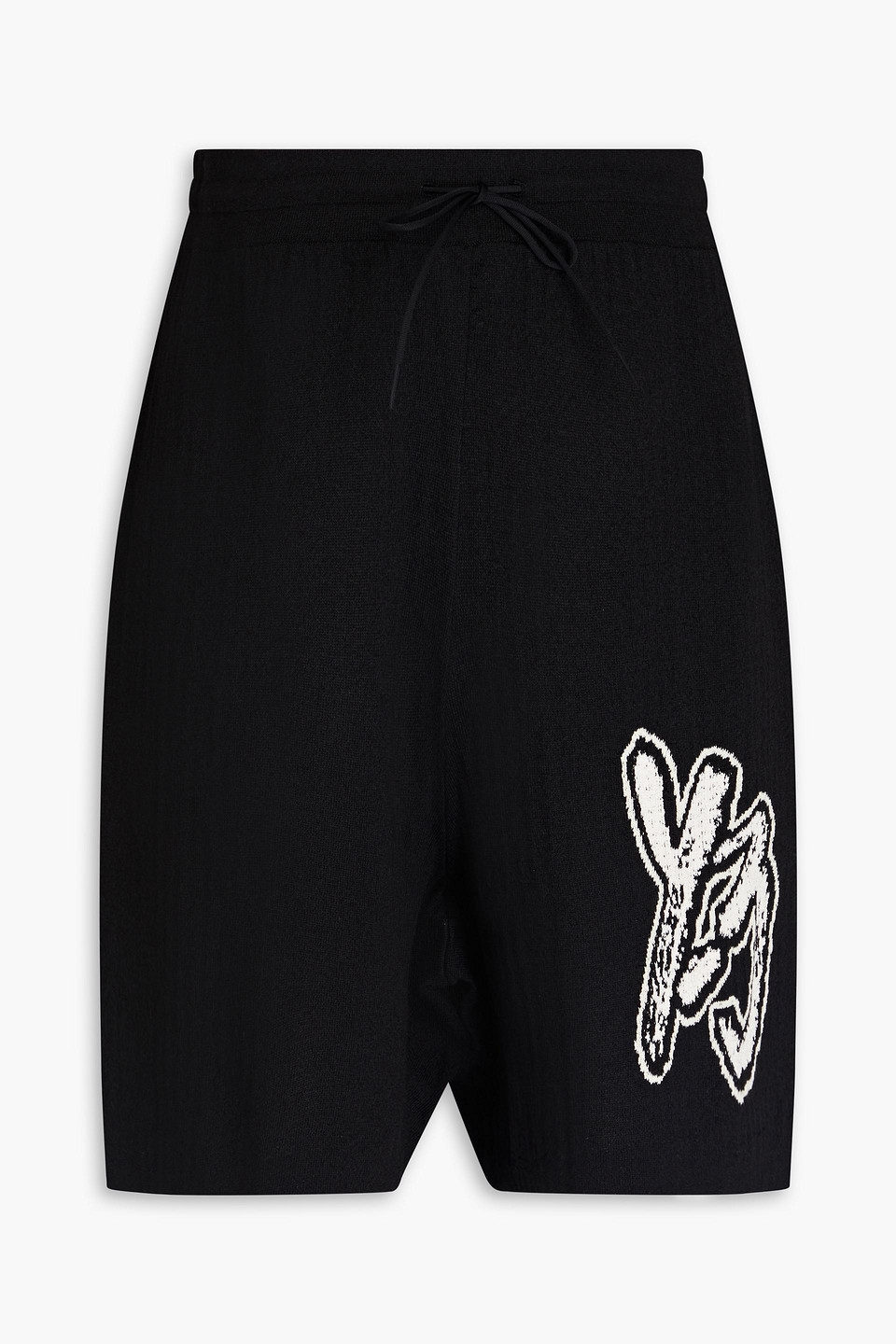 Y-3 Strickshorts Mit Intarsienmuster In Schwarz