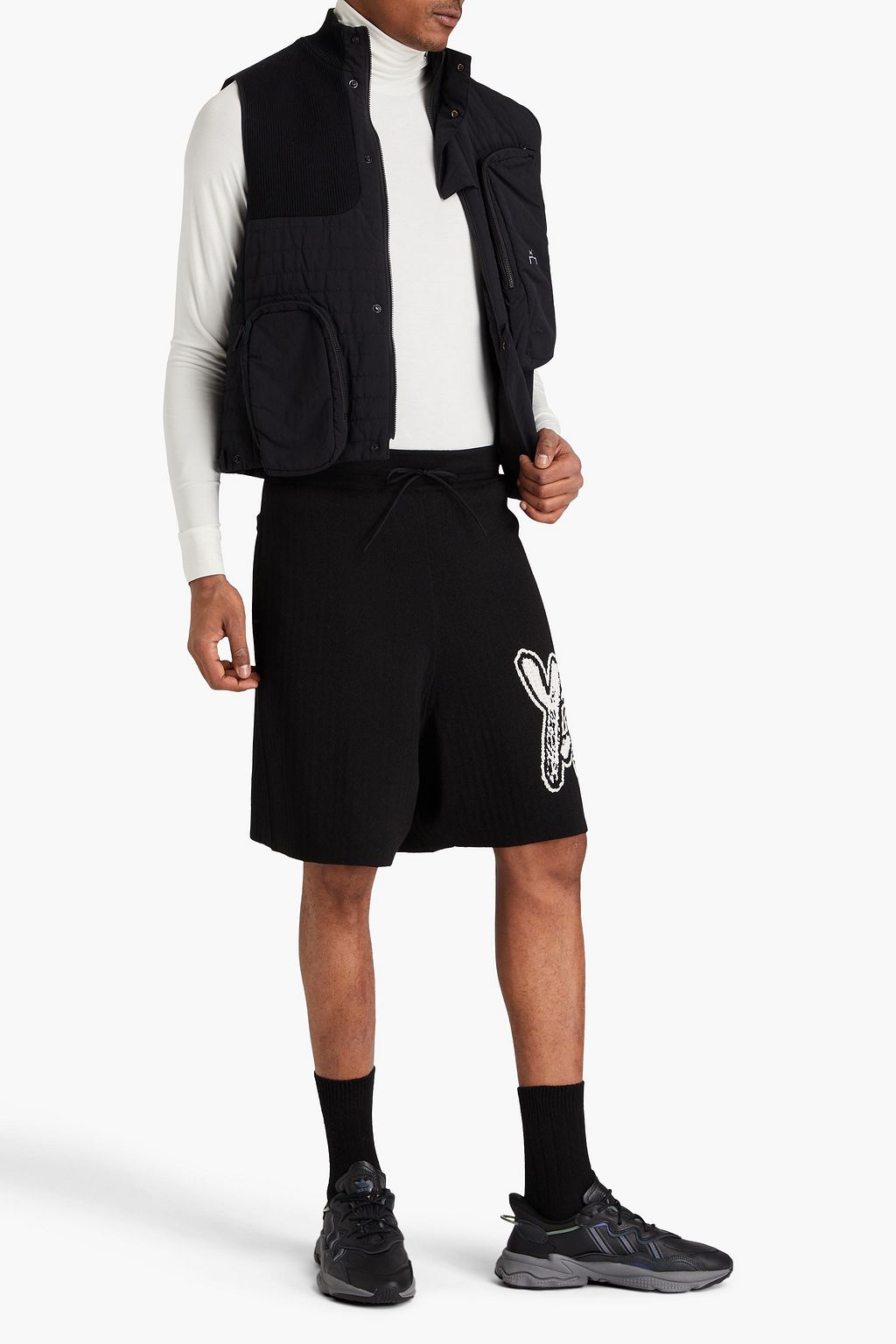 Y-3 Intarsia-knit drawstring shorts