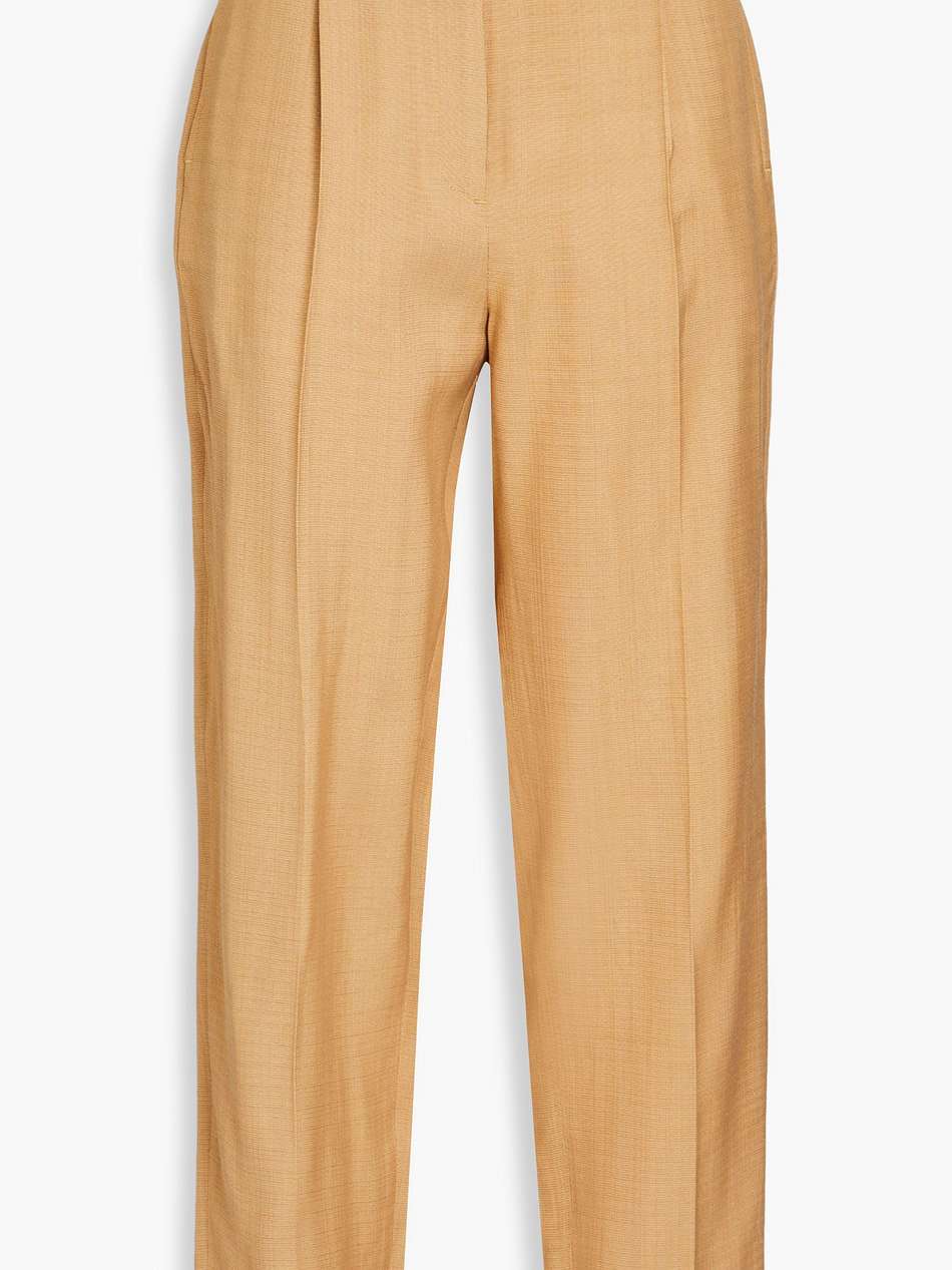 pleated slub woven tapered pants