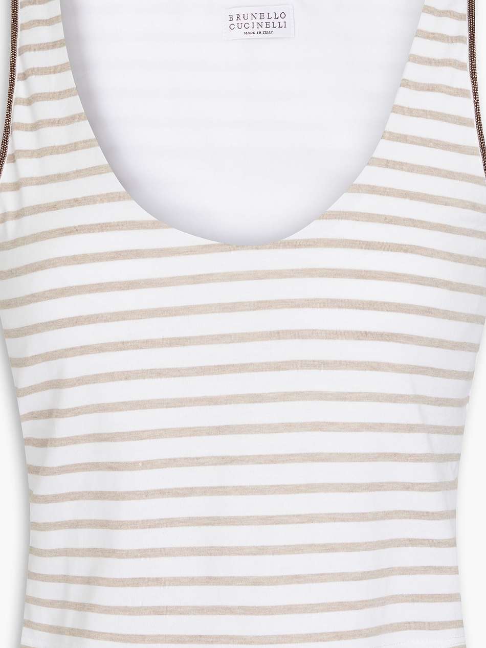 bead-embellished striped cotton-jersey tank