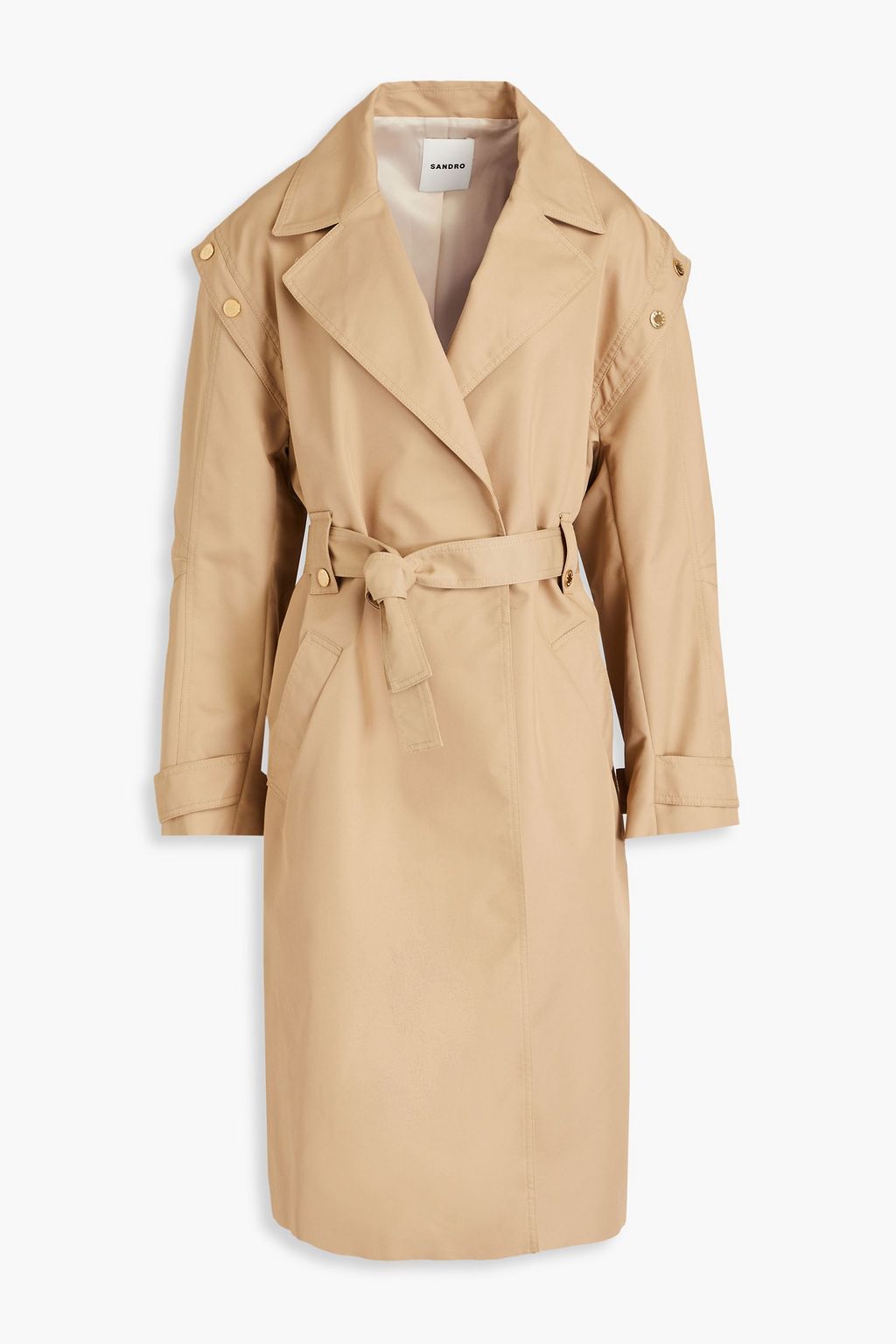 Button detailed cotton blend gaberdine trench coat