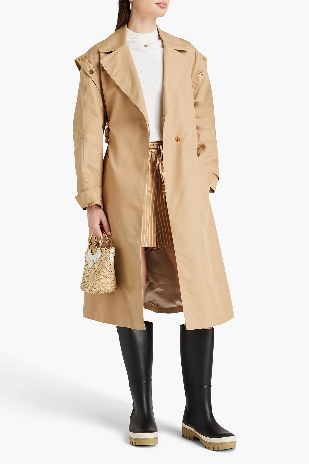 SANDRO Button-detailed cotton-blend gaberdine trench coat