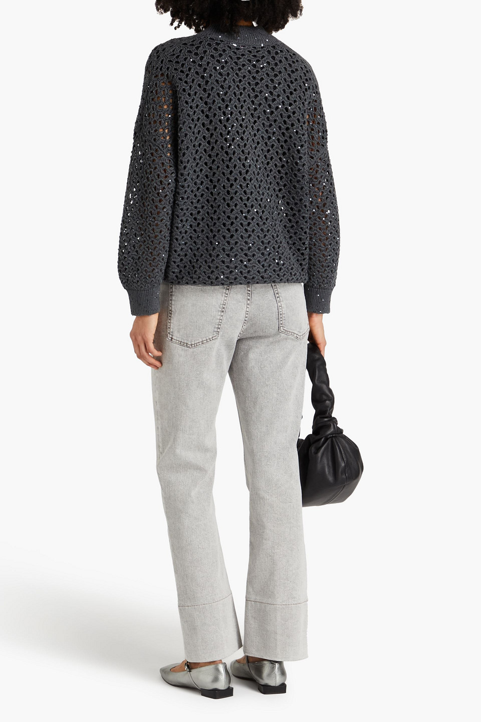 BRUNELLO CUCINELLI SEQUIN-EMBELLISHED OPEN-KNIT CARDIGAN