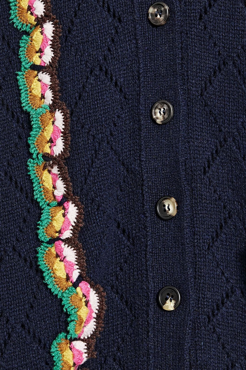 GABRIELA HEARST Judah appliquéd pointelle-knit cashmere cardigan